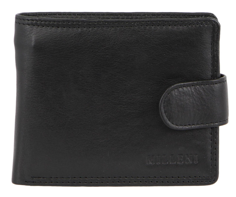 Milleni Mens Leather Tab Wallet in Black (C10540)
