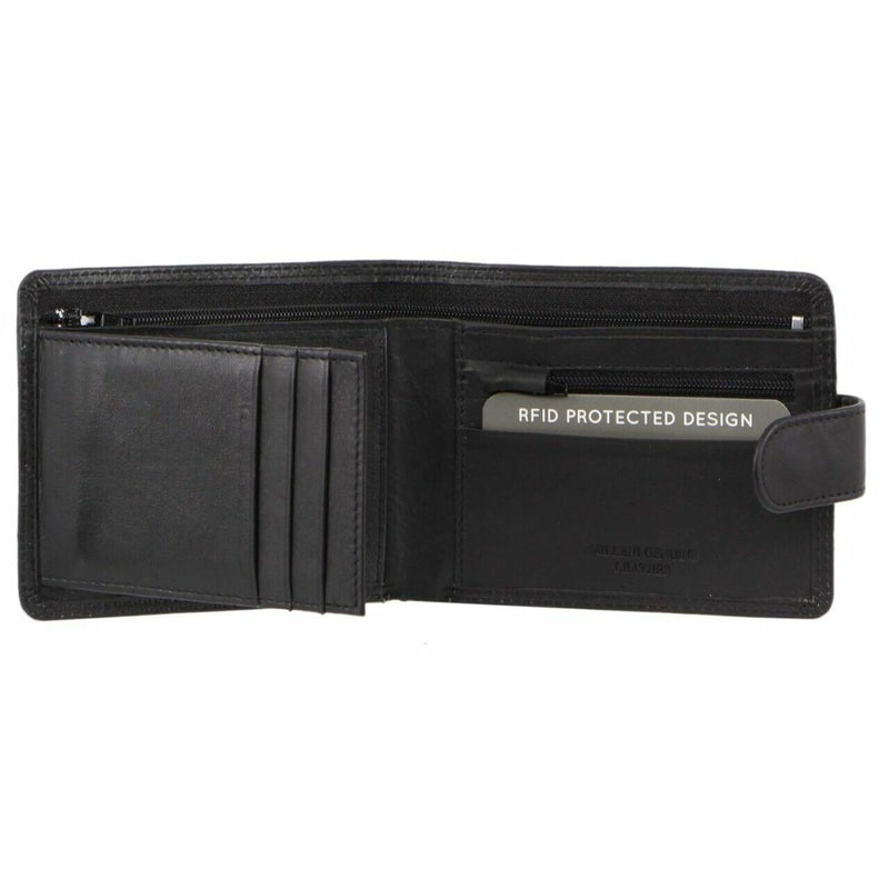 Milleni Mens Leather Tab Wallet in Black (C10541)