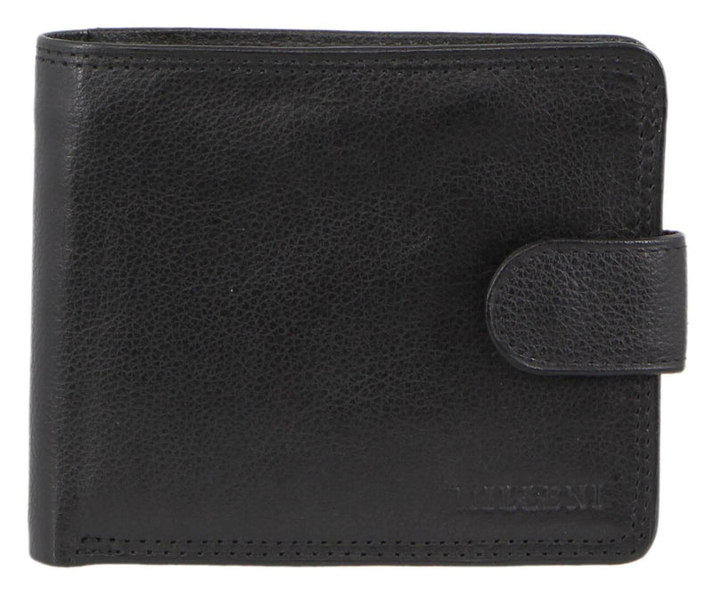 Milleni Mens Leather Tab Wallet in Black (C10542)