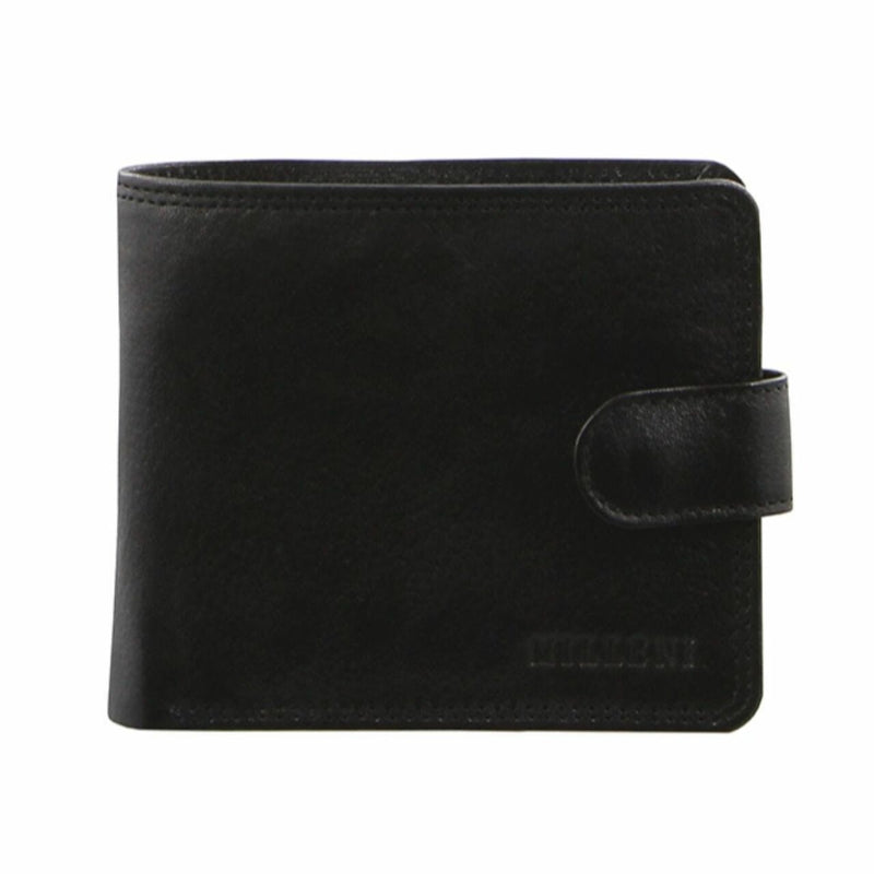 Milleni Mens Leather Tab Wallet in Black (C8875)