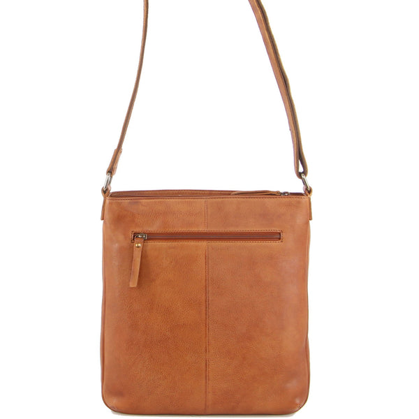 Milleni Ladies Nappa Leather Cross Body Bag in Cognac (NL2439)