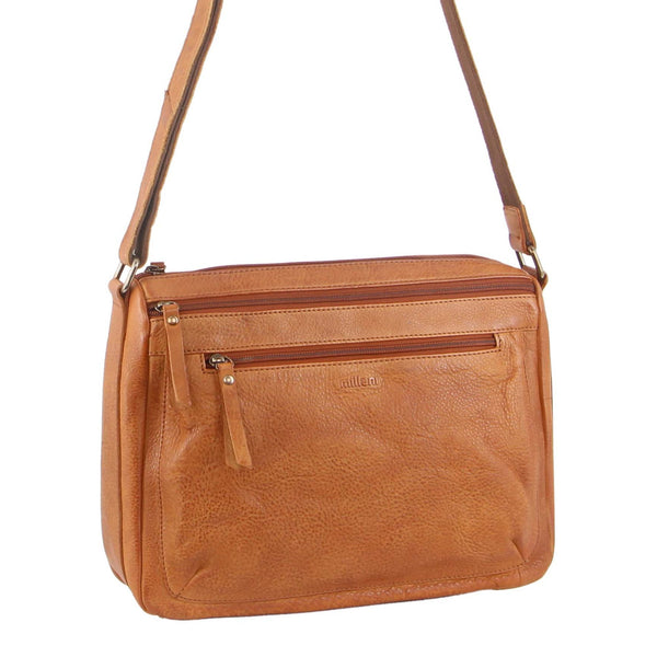 Milleni Nappa Leather Cross Body Bag in Cognac (NL9426)