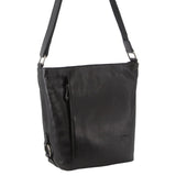 Milleni Ladies Nappa Leather Cross Body Bag in Black (NL9801)