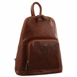 Milleni Ladies Nappa Leather Twin Zip Backpack in Chestnut (NL10767)