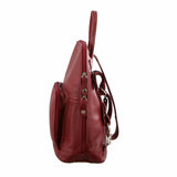Milleni Ladies Nappa Leather Twin Zip Backpack in Red (NL10767)