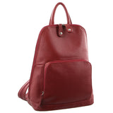 Milleni Ladies Nappa Leather Twin Zip Backpack in Red (NL10767)