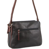 Milleni Ladies Leather Cross Body Bag in Black-Chestnut (NL10768)