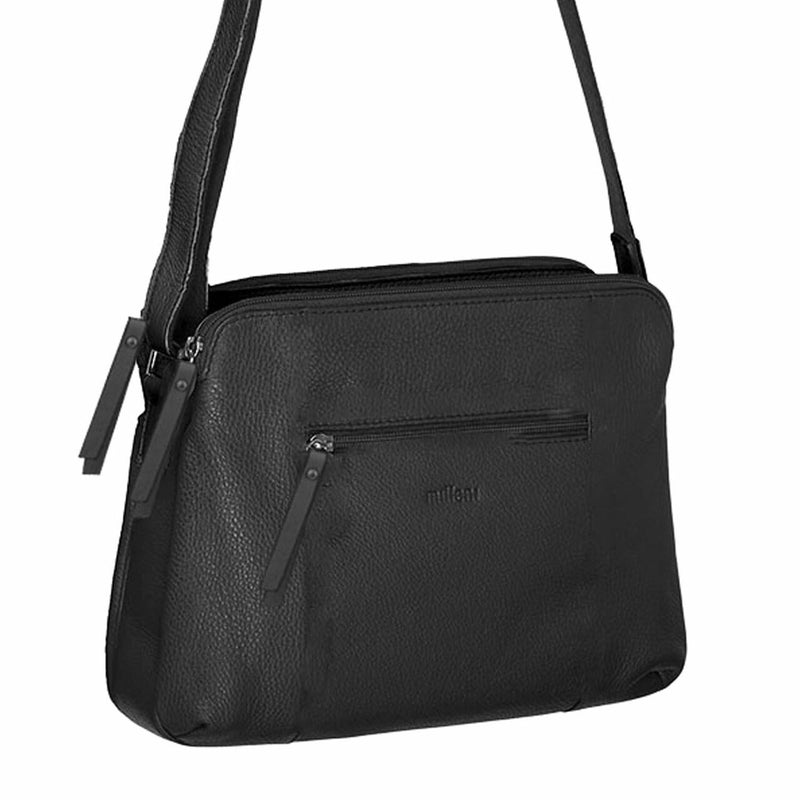Milleni Ladies Leather Cross Body Bag in Black (NL10768)