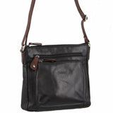 Milleni Nappa Leather Cross Body Bag in Black-Chestnut (NL2598)