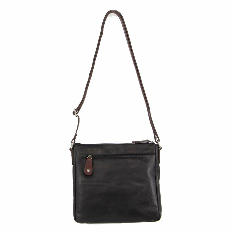 Milleni Nappa Leather Cross Body Bag in Black-Chestnut (NL2598)