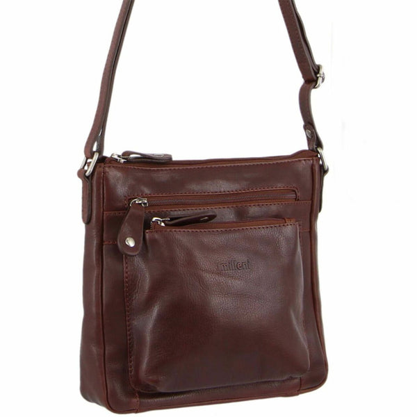 Milleni Nappa Leather Cross Body Bag in Chestnut (NL2598)