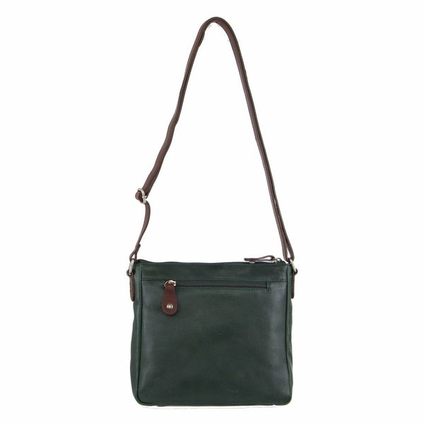 Milleni Nappa Leather Cross Body Bag in Emerald-Chestnut (NL2598)