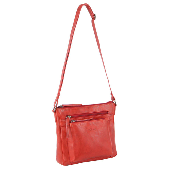 Milleni Nappa Leather Cross Body Bag in Red (NL2598)