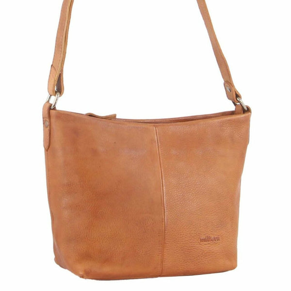 Milleni Ladies Nappa Leather Cross Body Bag  in Cognac  (NL2789)