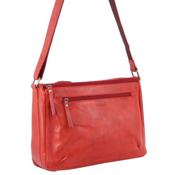 Milleni Nappa Leather Cross Body Bag in Red (NL9426)