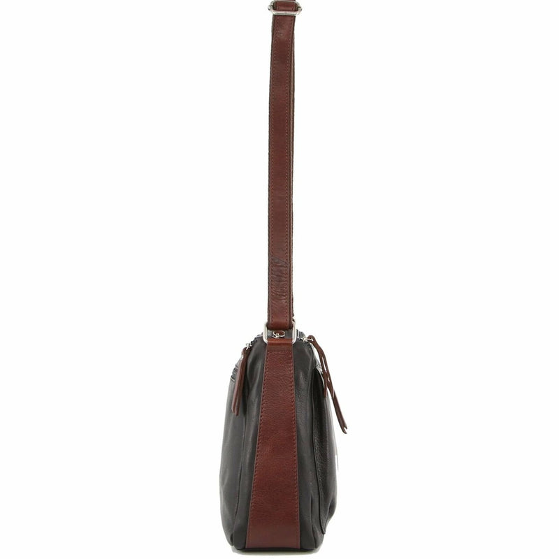 Milleni Nappa Leather Cross Body Bag in Black-Chestnut (NL9426)