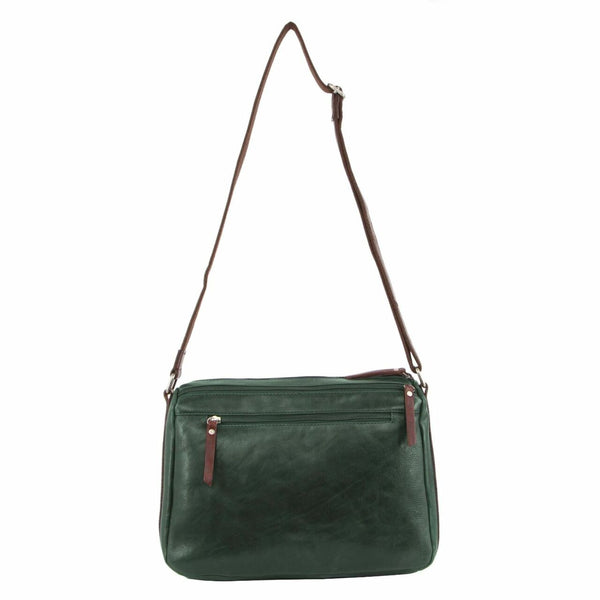 Milleni Nappa Leather Cross Body Bag in Emerald-Chestnut (NL9426)