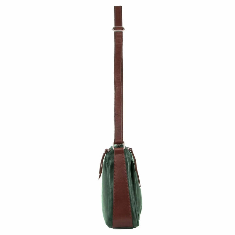 Milleni Nappa Leather Cross Body Bag in Emerald-Chestnut (NL9426)