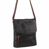 Milleni Ladies Leather Cross Body Bag in Black-Chestnut (NL9470)