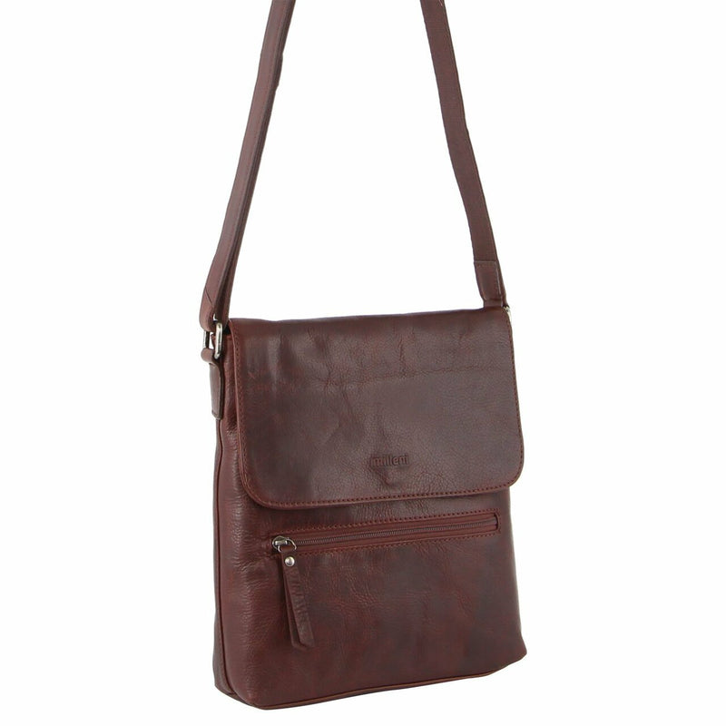 Milleni Ladies Leather Cross Body Bag in Chestnut (NL9470)