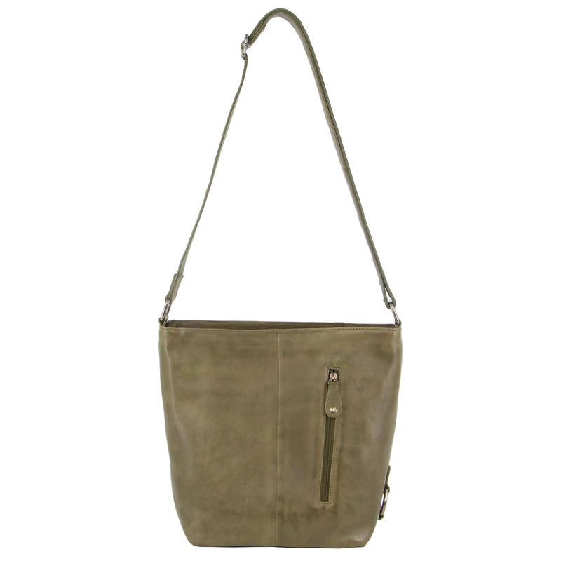 Milleni Ladies Nappa Leather Cross Body Bag in Olive (NL9801)