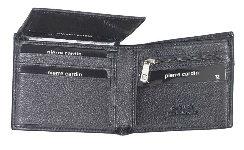 Pierre Cardin Italian Leather Bi-Fold Mens Wallet in Black (PC1162)
