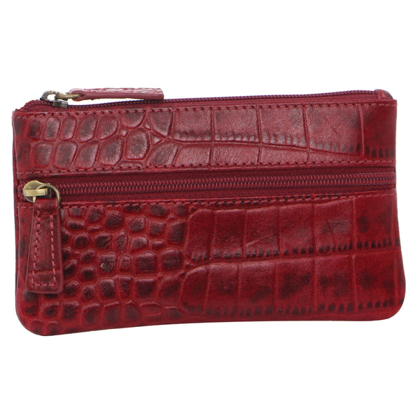 Pierre Cardin Leather Coin Purse in Red-Croc (PC1349)