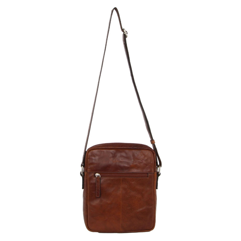 Pierre Cardin Rustic Leather iPad Cross-Body Bag in Chestnut