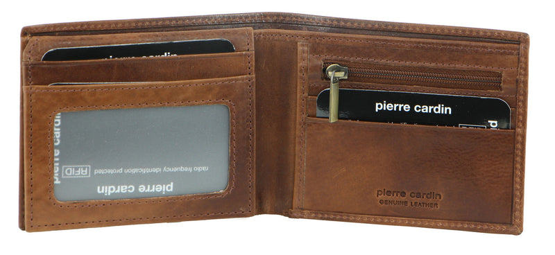 Pierre Cardin Italian Leather Bi-Fold Mens Wallet in Cognac (PC1162)