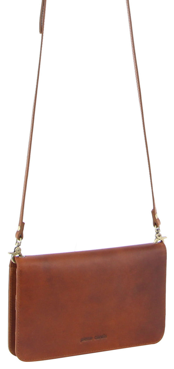 Pierre Cardin Italian Leather Wallet Bag/ Clutch in Cognac (PC1184)