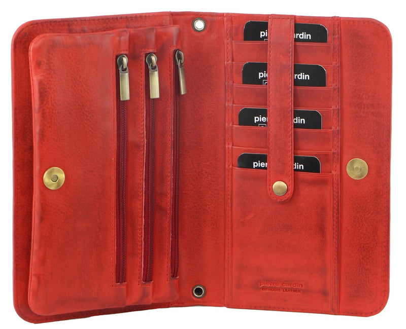 Pierre Cardin Italian Leather Wallet Bag/ Clutch in Red (PC1184)