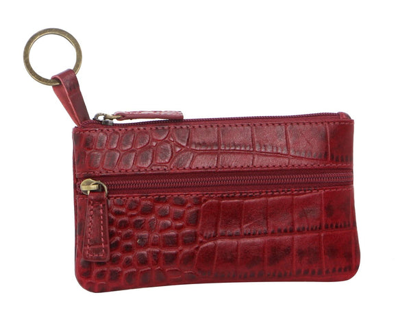 Pierre Cardin Leather Coin Purse in Red-Croc (PC1349)