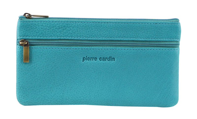 Pierre Cardin Leather Coin Purse/Phone Holder in Turquoise (PC1488)