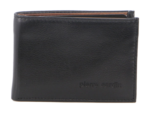 Pierre Cardin Italian Leather Mens Two Tone Wallet/Card Holder in Black/Cognac (PC2629)