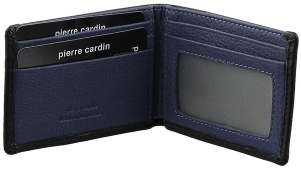 Pierre Cardin Italian Leather Mens Two Tone Wallet/Card Holder in Black/Navy (PC2629)