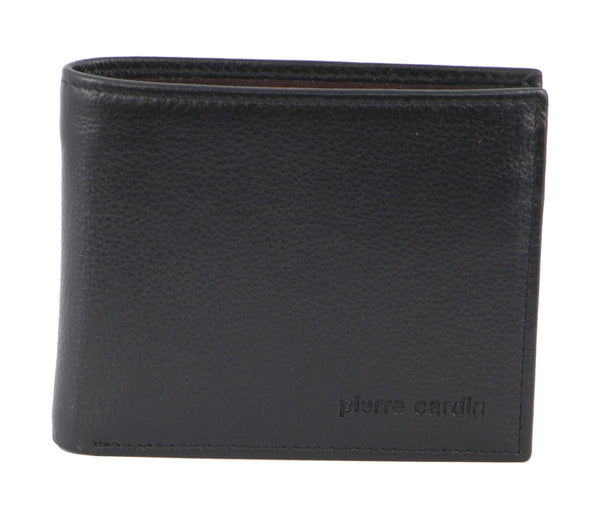 Pierre Cardin Italian Leather Mens Two Tone Bi Fold Wallet in Black/Cognac (PC2630)