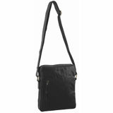 Pierre Cardin Rustic Leather iPad Cross-Body Bag in Black