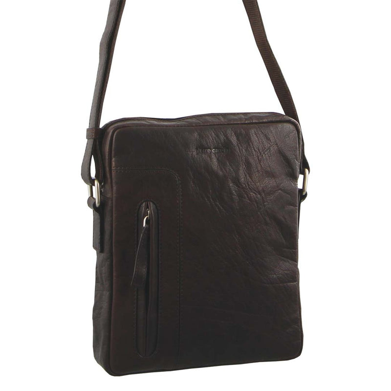 Pierre Cardin Rustic Leather iPad Cross-Body Bag in Brown
