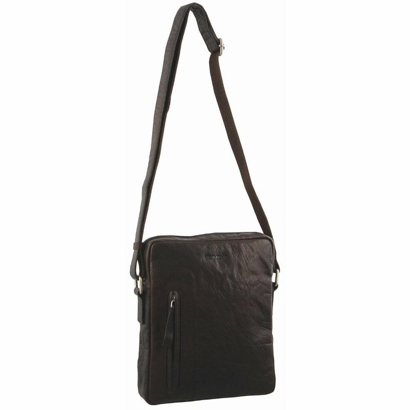 Pierre Cardin Rustic Leather iPad Cross-Body Bag in Brown