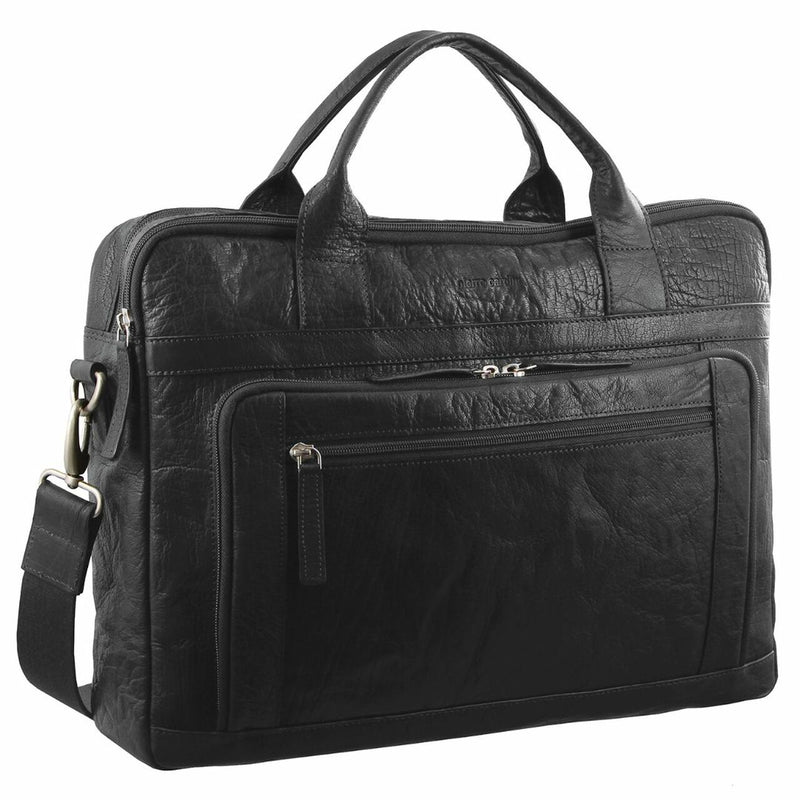 Pierre Cardin Rustic Leather Computer/Business Bag Black (PC2797)