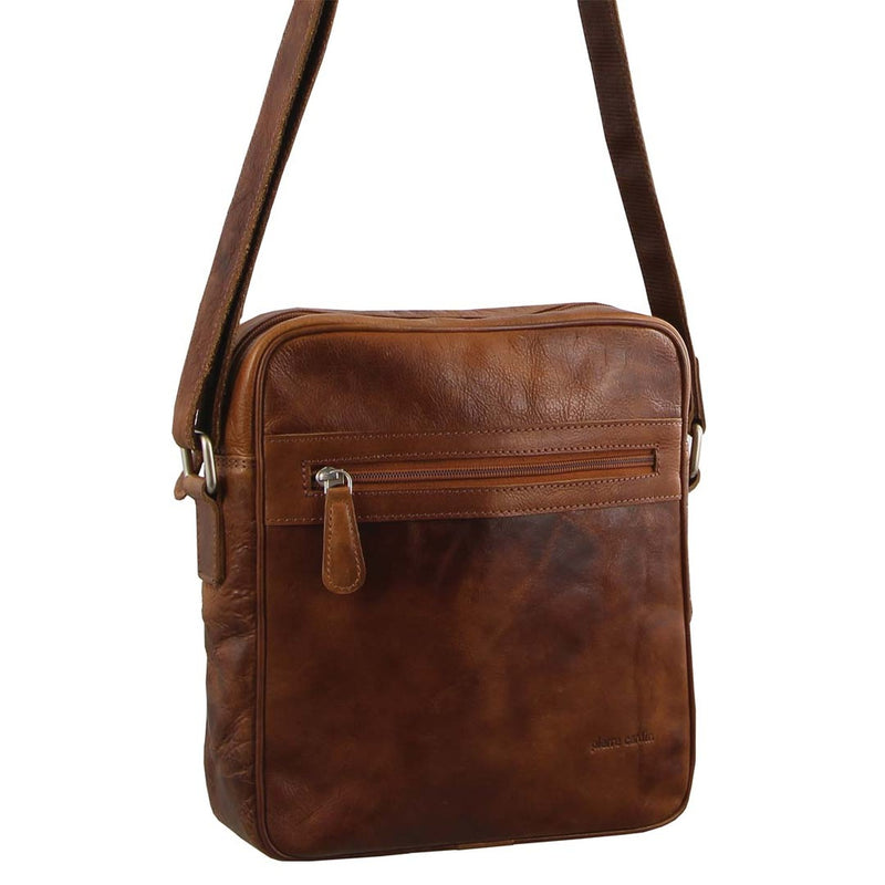 Pierre Cardin Rustic Leather iPad Cross-Body Bag in Cognac (PC2800)