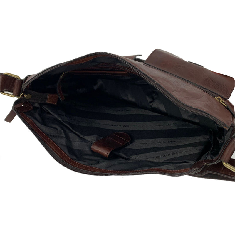 Pierre Cardin Rustic Leather Computer Bag/Satchel in Chestnut (PC2806)