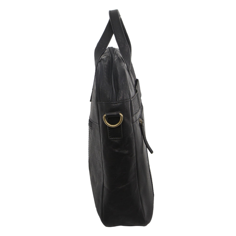 Pierre Cardin Rustic Leather Computer Bag in Black (PC2807)