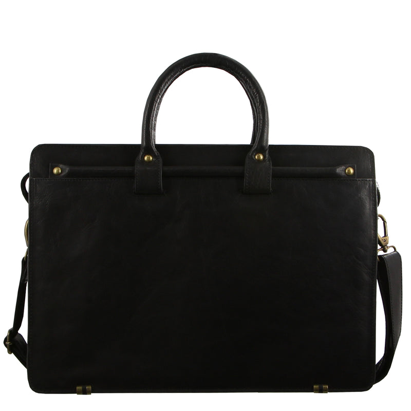 Pierre Cardin Rustic Leather Computer Bag in Black (PC2809)