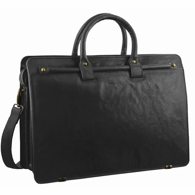 Pierre Cardin Rustic Leather Computer Bag in Black (PC2809)
