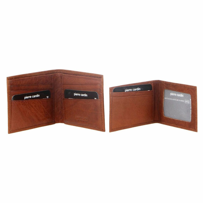 Pierre Cardin Rustic Leather Bi-Fold Mens Wallet in Chestnut (PC2819)