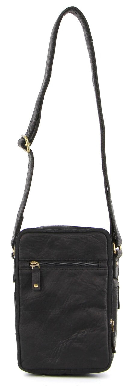 Pierre Cardin Rustic Leather Cross-Body Bag in Black (PC3129)