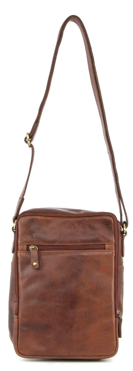 Pierre Cardin Rustic Leather Cross-Body Bag in Chocolate (PC3130)