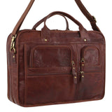 Pierre Cardin Rustic Leather Computer Bag in Chestnut (PC3135)