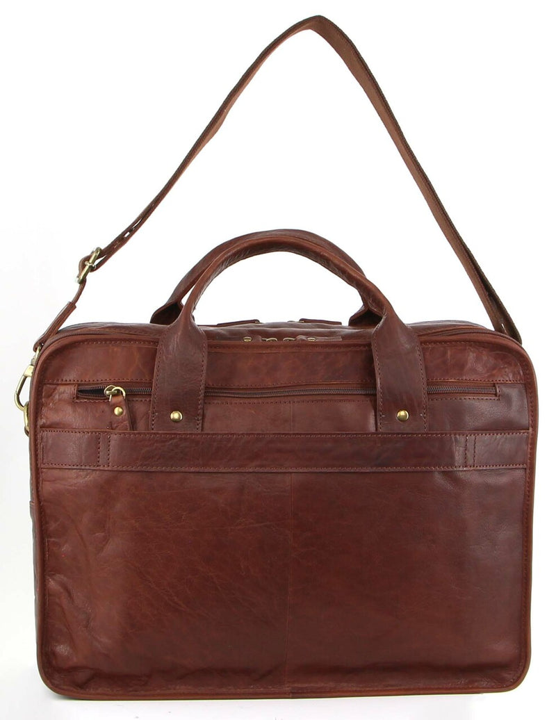 Pierre Cardin Rustic Leather Computer Bag in Chestnut (PC3135)